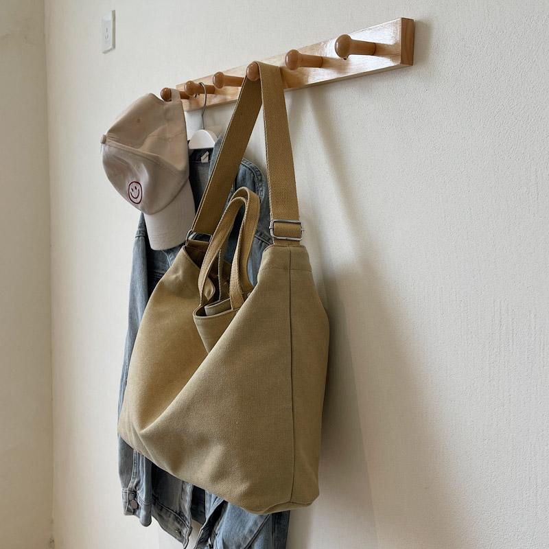 Холщовая сумка женская большая вместительная сумка через плечо студенческая однотонная сумка через плечо для поездок на работу