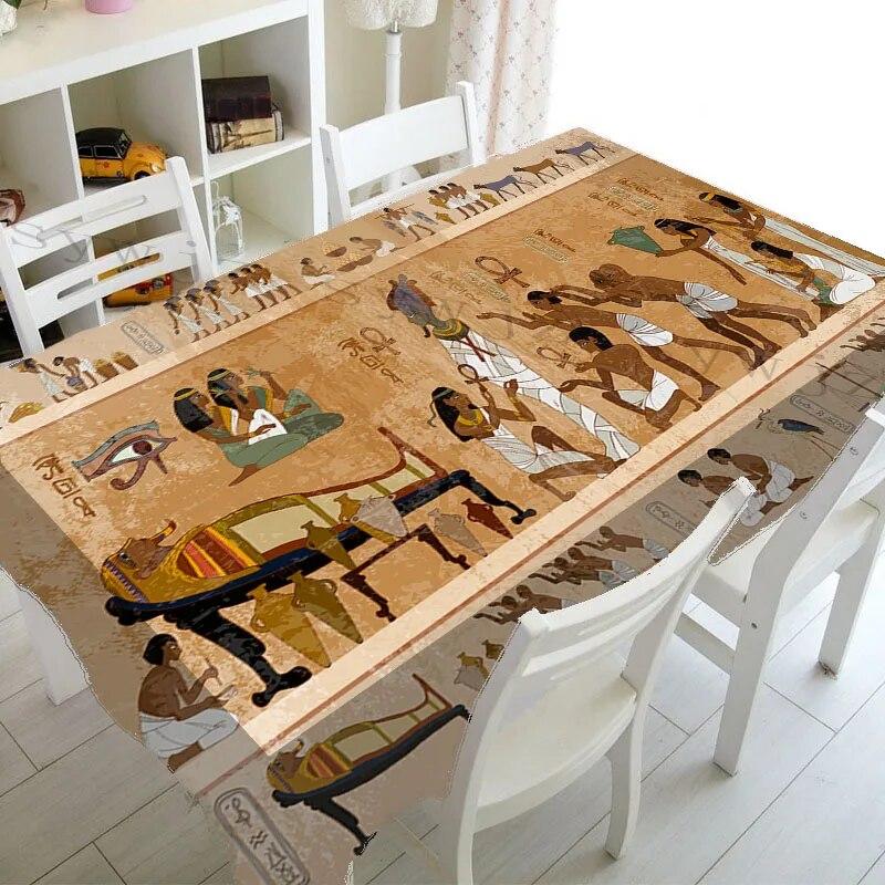 Vintage Indian Ancient Egypt Print Rectangle Tablecloth ,Kitchen Decor Waterproof Tablecloth Holiday Wedding Party Accessories