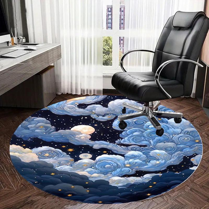 1pc Office Carpet Chair Mats Whirling Clouds Under a Starry Sky Perfect for Decorating Office Chairs, Living Rooms, Or Bedrooms