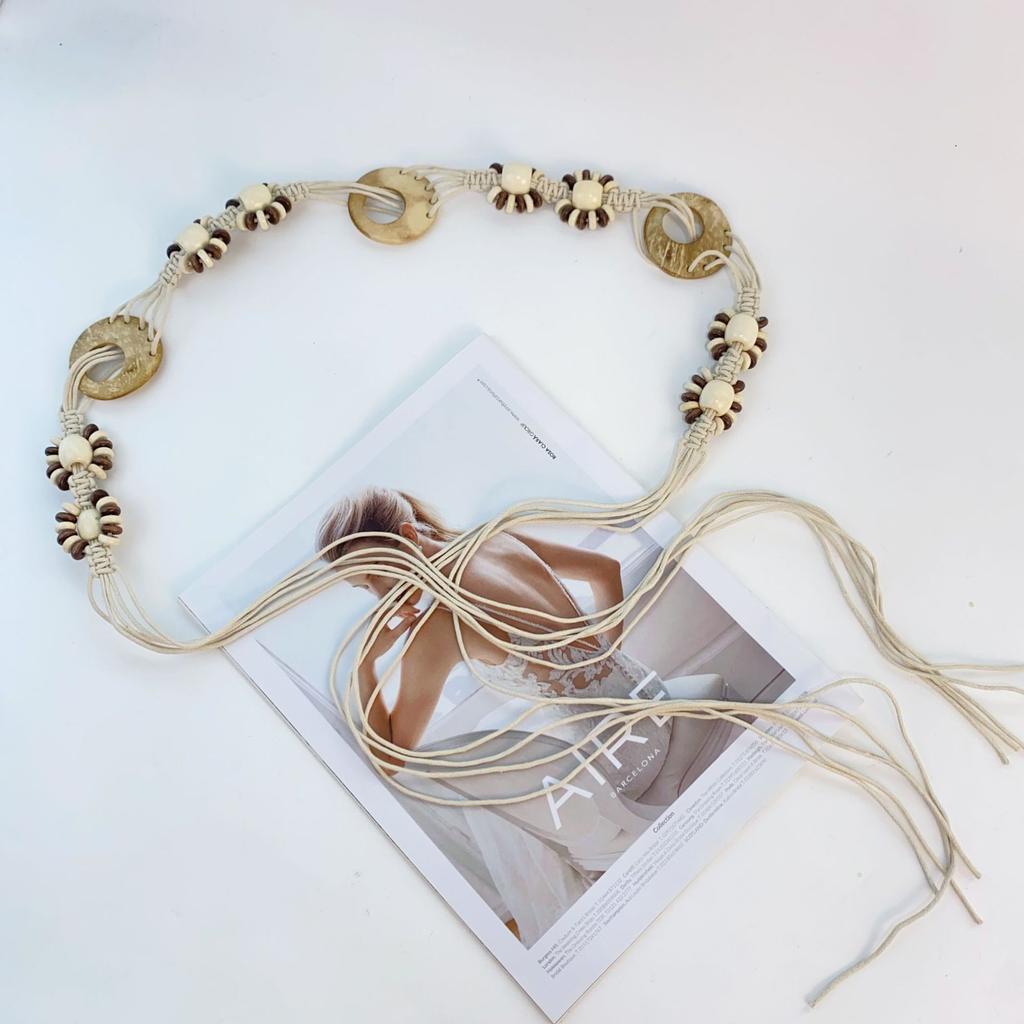 Vintage Woven Bohemian Waist Rope With Skirt Ethnic Style Decorative Summer Belt Simple Waist Chain Belt