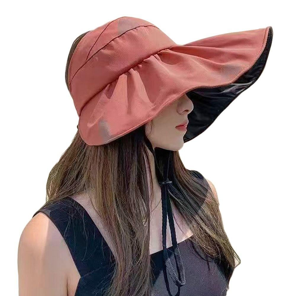 Empty Top Summer Panama Hat Wide Brim Foldable Beach Cap Sun Cap Sunshade Hat Bucket Hat