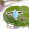 925 Sterling Silver Cubic Zirconia Corss Rings for Women Silver 925 Oval Blue Opal Ring Female Wedding Jewelry