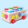 Wooden Multi-Colored Shape Sorting Car Toy For Early Childhood Education Hand-Eye Coordination And Color Shape Recognition