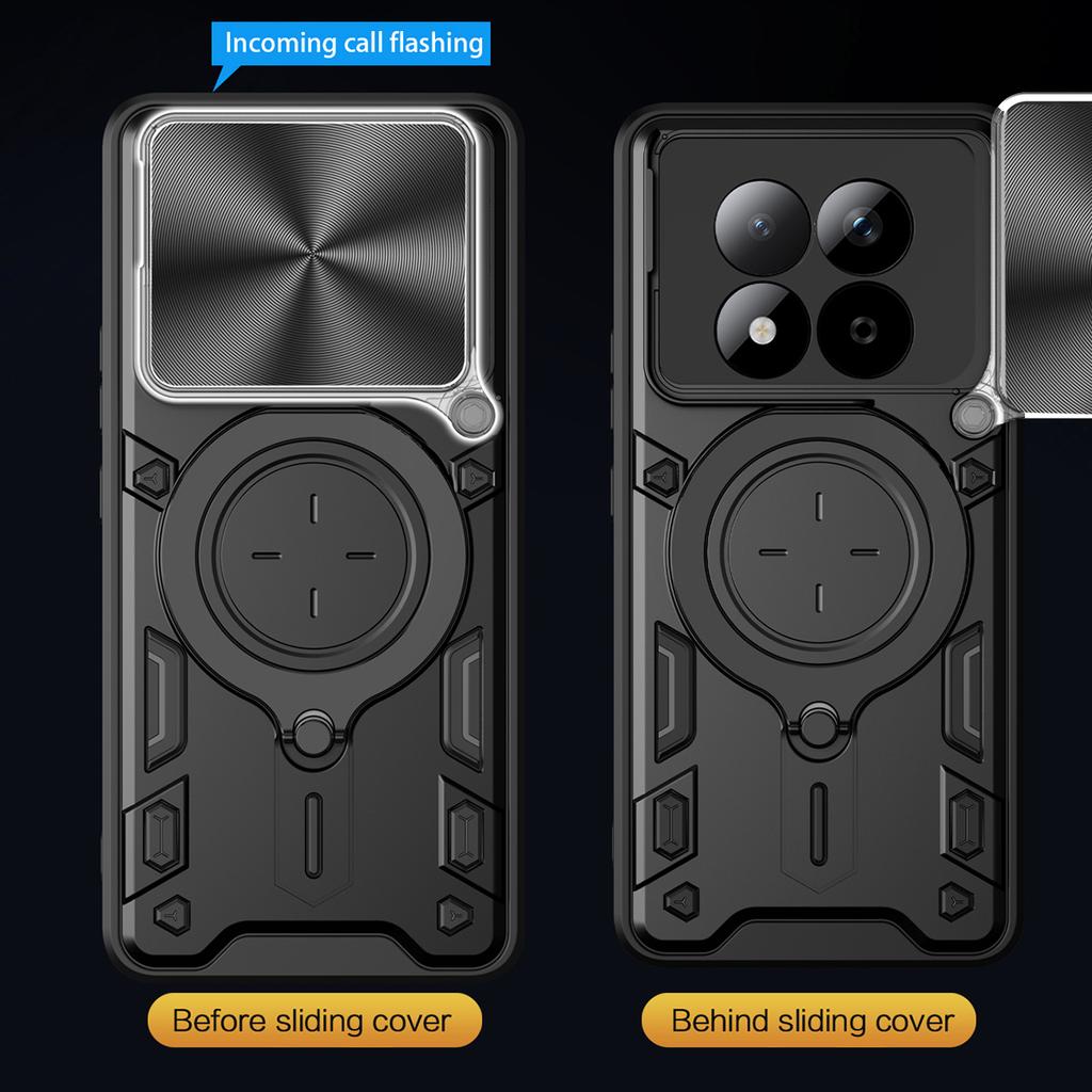 For Xiaomi Redmi Note 15 Pro 5G (Global) Case TPU + PC Phone Cover with Kickstand , Slide Lens Window