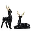 Набор из 2 элегантных оленей | Искусно выполненные статуэтки хиранов для декора дома и офиса, вдохновленные природой, идеально подходят для подарка любителям природы и друзьям (черный)