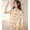 Spring and Autumn Pajamas Women's Cotton Cotton Yarn Cute Cartoon Four Seasons New Sweet Printed Women's Loungewear Long Sleeve Cover