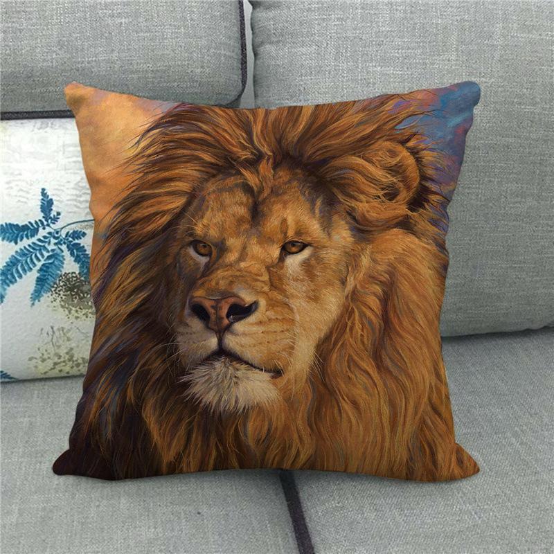 Feline Animals: Tigers, Wolves Digital Printing Short Plush Pillow Covers For Car Sofa Office Cushion Cover Home Goods