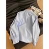 Spring French Sweet Ladies Blouse With 3d Floral Embroidery And Bubble Sleeves For Casual Wear