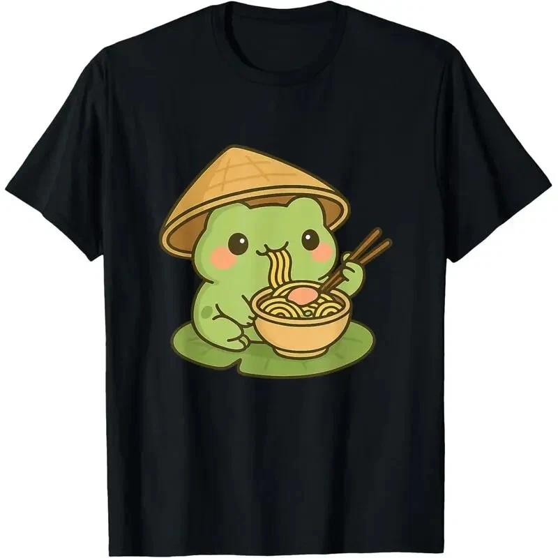 Cute Frog Eating Ramen Anime Japanese Gifts Men Women Kids T-ShirtCute Frog Eati