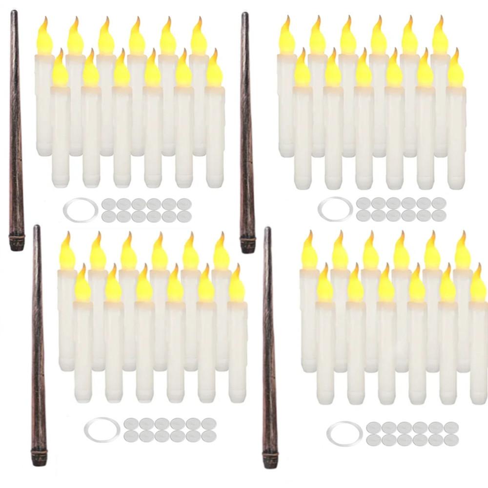 Halloween Decoration Floating LED Candles 12/24Pc Flameless Flicker Candle with Magic Wand Remote Control for Christmas Birthday