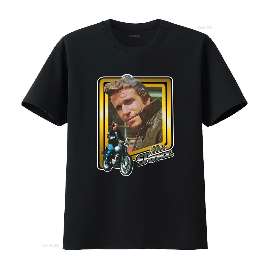 Happy Days The Fonz Fonzie Classic TV Show Slate Print T shirt Retro Style XW78 vintage Washed Casual Breathable Stylish