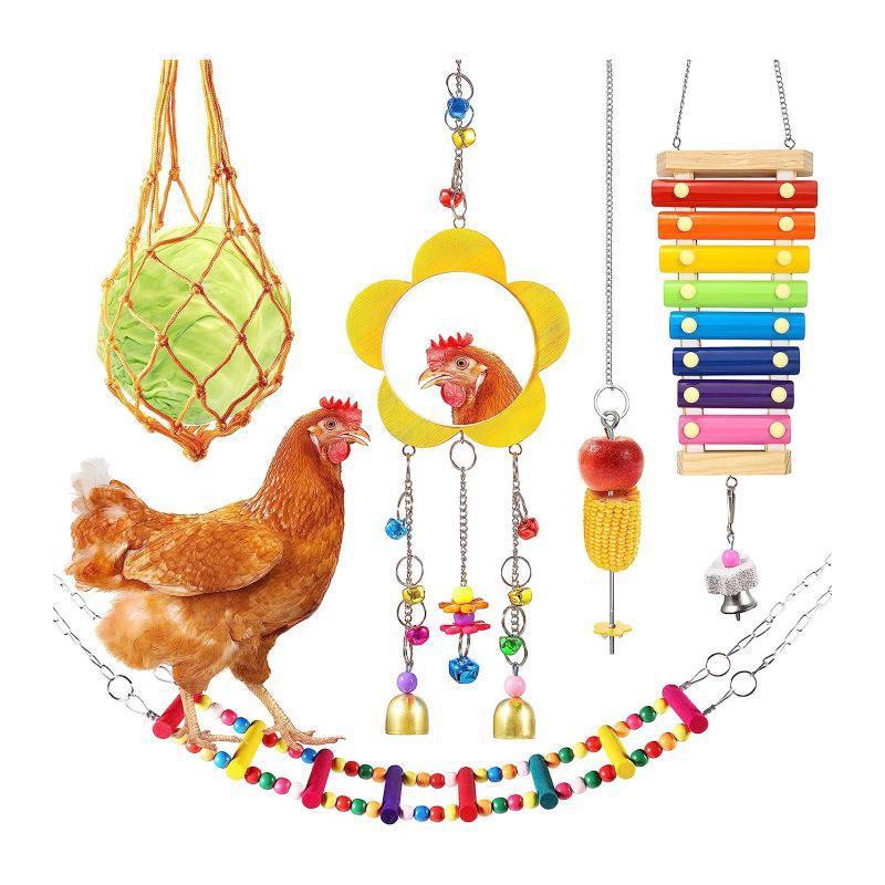 Medium & Large Parrot and Chicken Toys for Relieving Boredom with Knock Sound