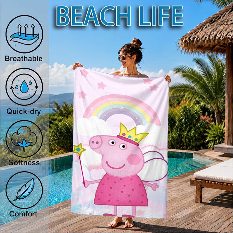 Dance Party With Peppa Beach Towel, Quick-drying, Easy to Care for, Suitable for Both Fitness and Beach Vacations,Sports Essential