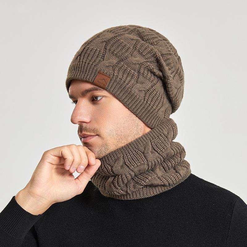 Осень-зима уличная теплая шерстяная шапка лыжная шапка шарф комплект мужские шапочки Skullies женские вязаная шапка бархатная утолщенная шапка Балаклава