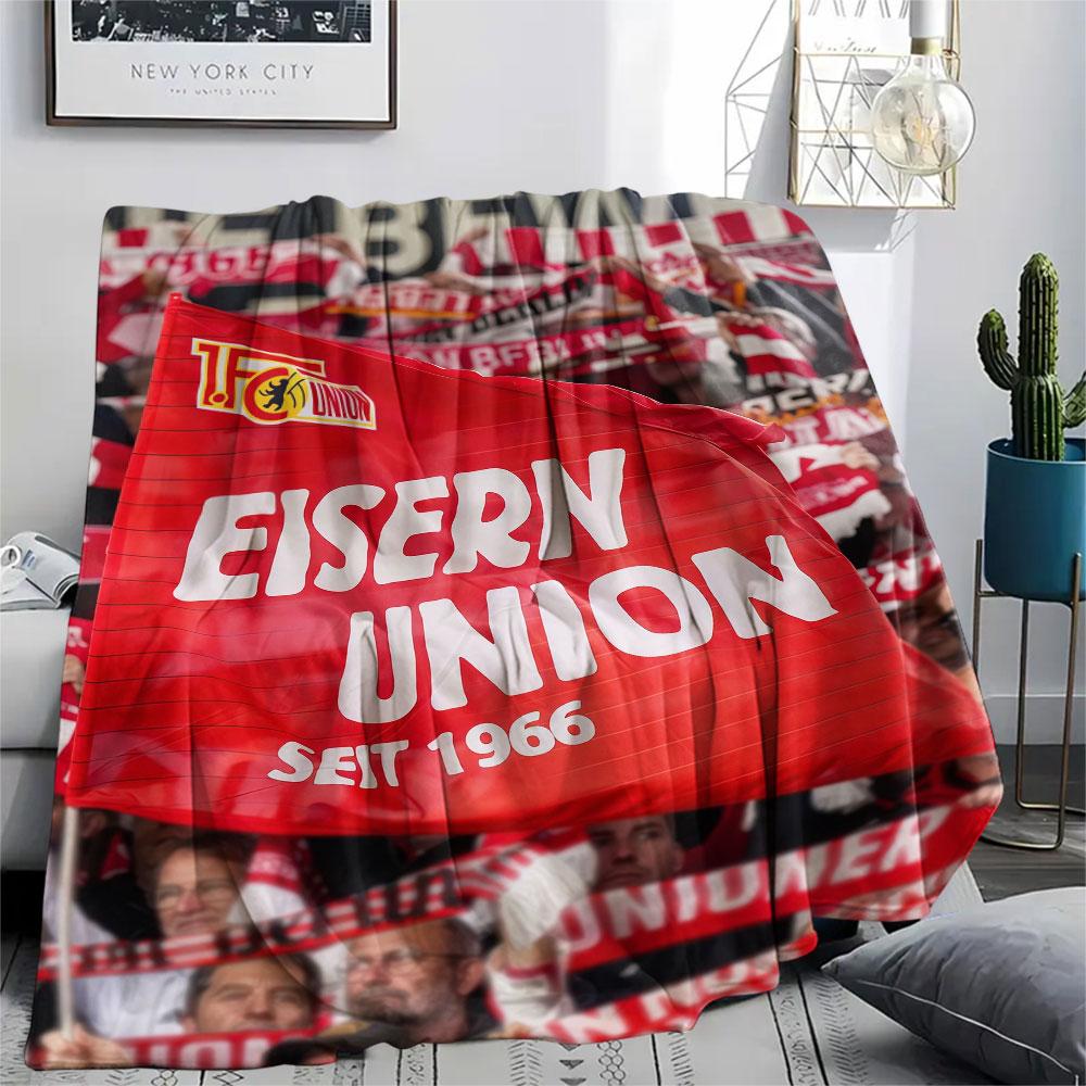 Union Berlin logo Printed Flannel Blanket, soft throw for bedroom sofa, washable, fan merchandise, great gift.