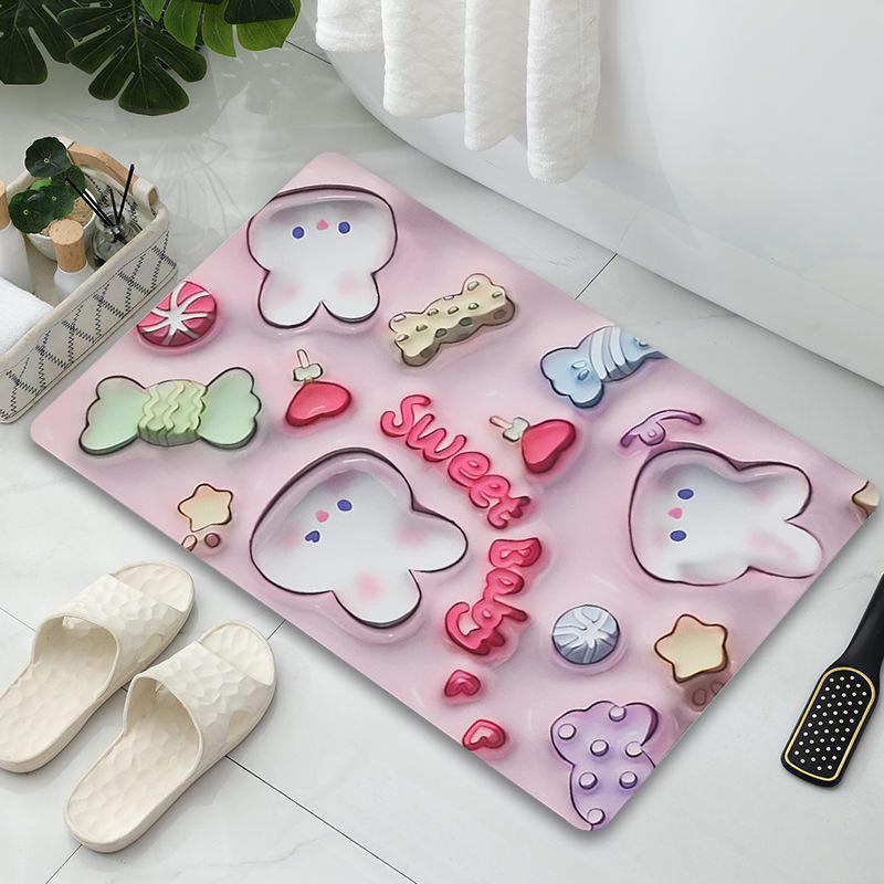Мультяшный диатомовый ил для ванной комнаты, туалета, подушки, кухонный коврик для ног, мультяшное изображение, впитывающий нескользящий коврик для двери