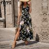 Women's Fashion Summer Spring Flower Pattern Print Sleeveless V-Neck Casual Dresses