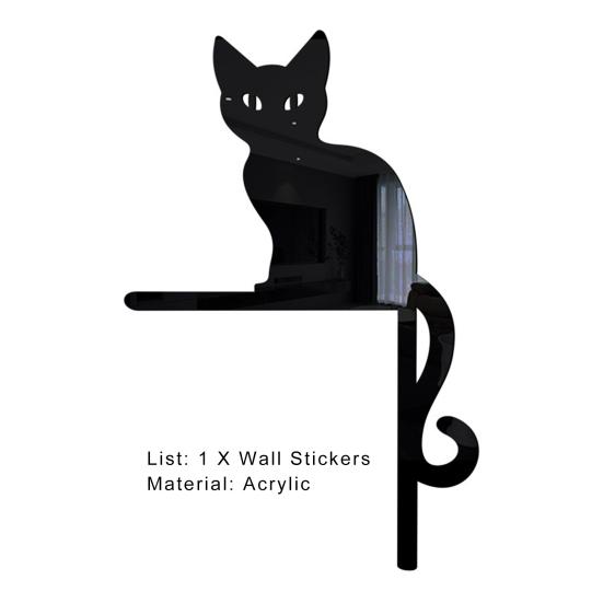 Mirror Effect Wall Sticker Creative Non-fading Home Decoration Halloween 3D Cute Cat Door Frame