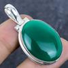Натуральный зеленый оникс драгоценный камень 925 стерлинговое серебро ювелирная подвеска 1,77" C2v83