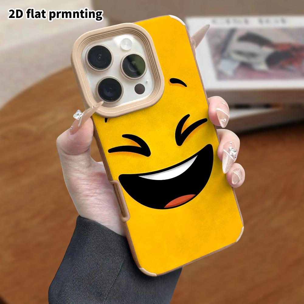 Phone Case: Lambskin 2D Flat Samsung Galaxy A34 A35 M05 M06 S20 S22 S21 FE Plus 5G Protective Case, Big Laugh Emoji, Christmas and Halloween Gift