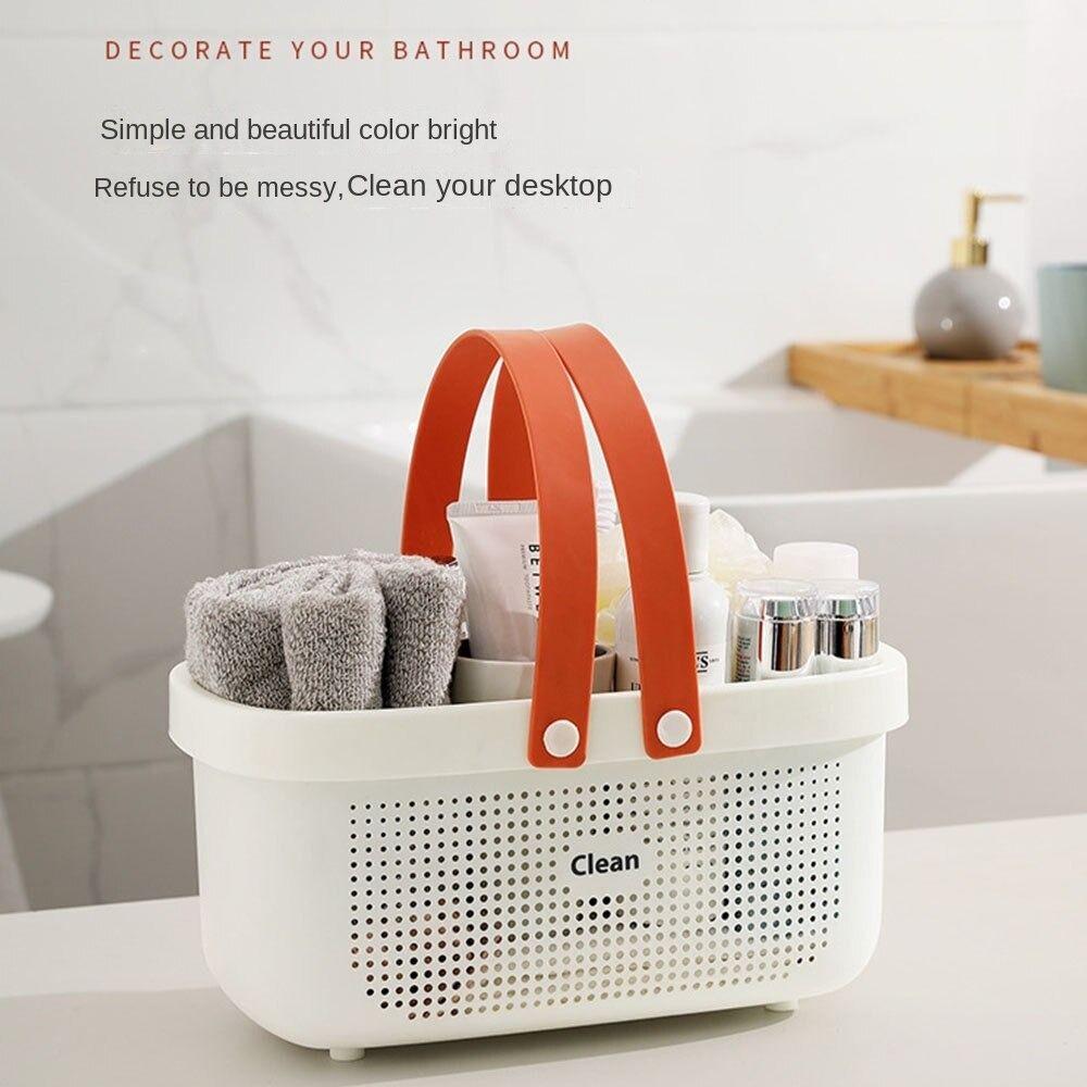 Stackable Bath Basket with Handle Toiletry Organizer Portable Plastic Storage Baskets Kitchen