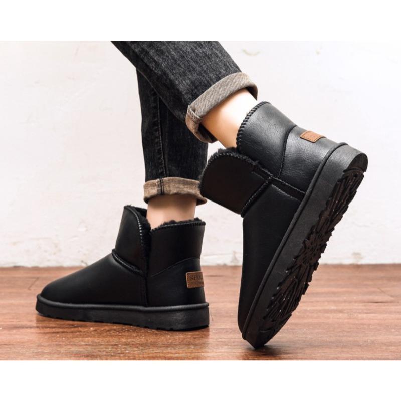 Кожаные зимние ботинки с толстой подкладкой для тепла и защиты Водонепроницаемый и дышащий чехол для ног. Короткие сапоги