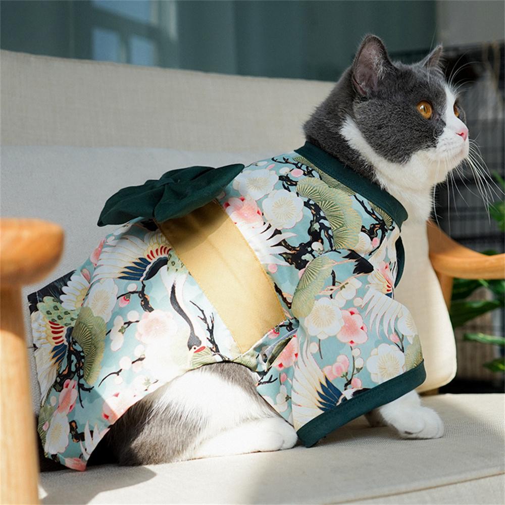 Japanese Retro Sphynx Cat Clothing for Cats Gotas Cherry Blossom Print Pet Kimono Persian Chinchilla Costume mascotas Clothes