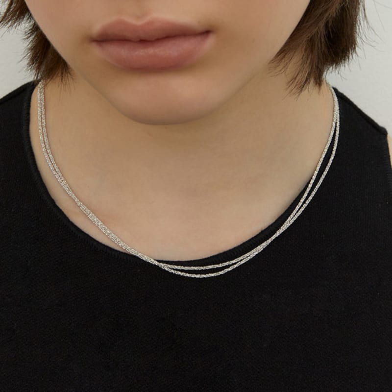 LUNNE Silver 925 Glitter Chain Necklace #LSN55