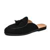 Summer Men Suede Half Loafers Fashion Tassel Breathable Slippers Man Outdoor Lightweight Mules Cool Half Shoes for Man Leather