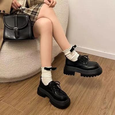 Женские туфли на высоком каблуке со шнуровкой спереди, модные туфли с круглым носком, бестселлер, однотонные туфли на платформе для отдыха на открытом воздухе