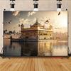 2D plane one piece of golden temple morning light pigeon shadow banner background cloth party photo-taking props