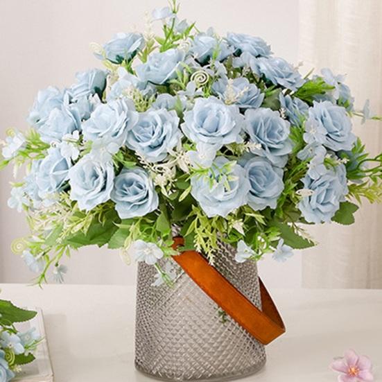 Искусственная ветка розы со стеблем, 5 вилками, 5 головками, домашняя свадьба, вечеринка, искусственный шелковый цветок с цветочным принтом