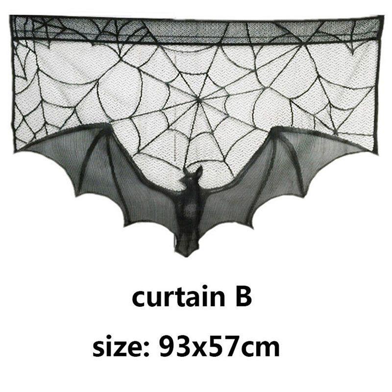 Жуткая черная кружевная дорожка на стол с замысловатым дизайном паутины для Хэллоуина