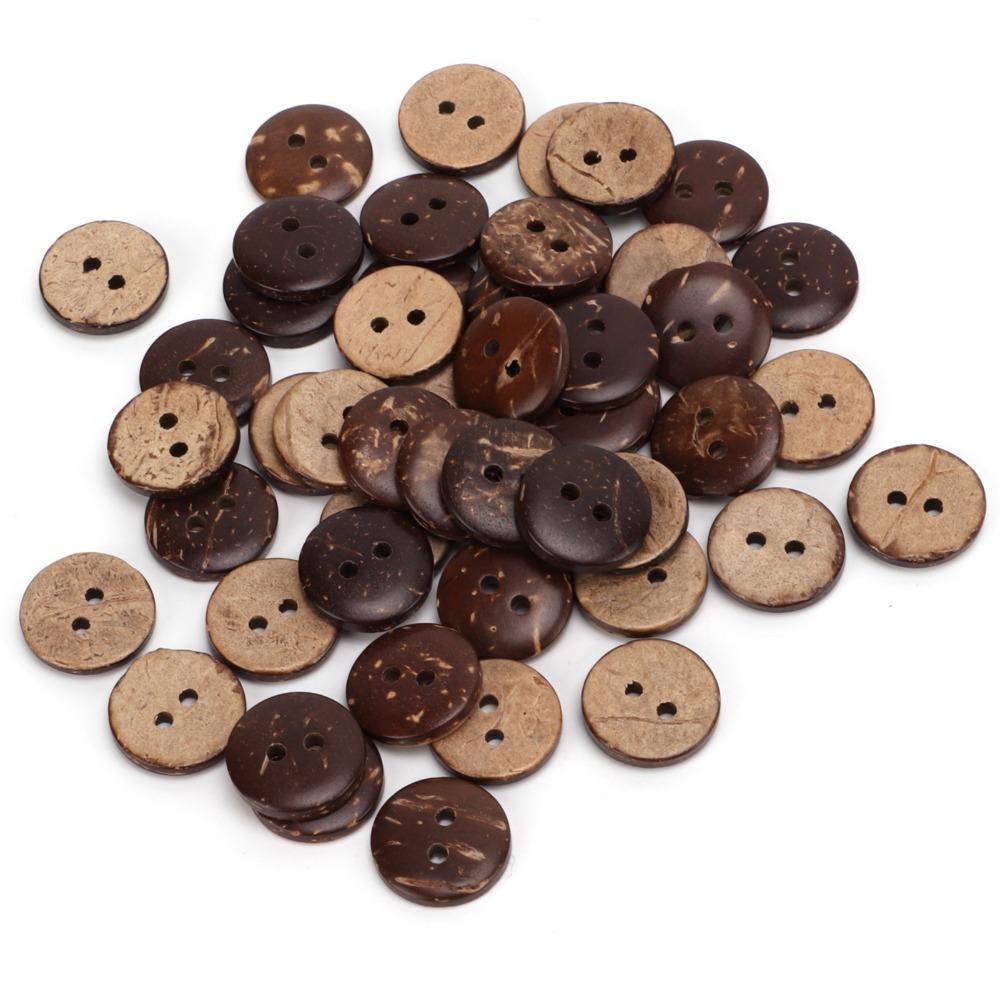 200pcs Wooden Sewing 2 Holes Coconut Shell Buttons Coconut Brown Sewing Buttons Exquisite Craft Buttons Clothing Decorations