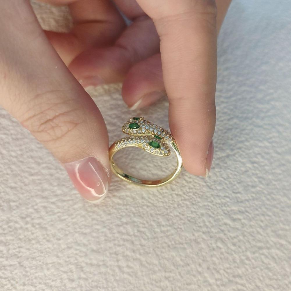 Медные винтажные кольца в форме змеи, кольцо в форме змеи с цирконом 2024 года, кольца с цирконом для женщин