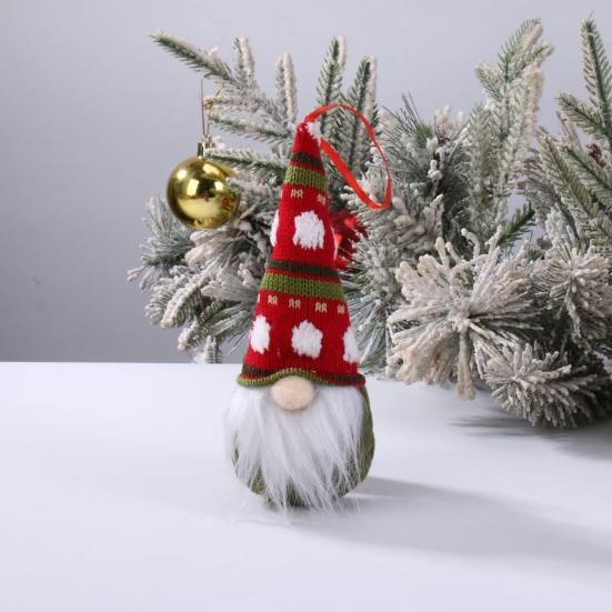 Christmas Gnome Hanging Ornament Handmade Knitted Hat Faceless Dwarf Elf Plush Doll Winter Holiday Party Xmas Tree Hanging Decoration