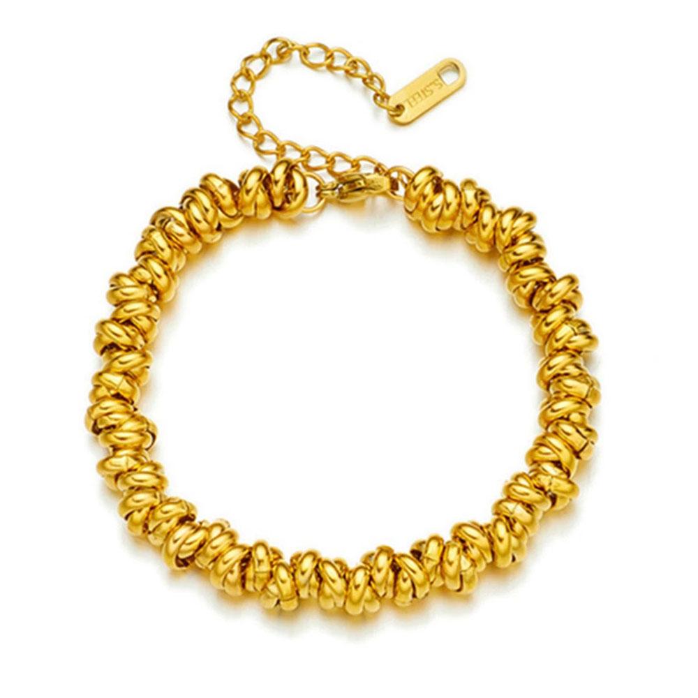 Fashion Creative Metal Circle Beaded Bracelet Vintage Stainless Steel Bracelet Jewelry