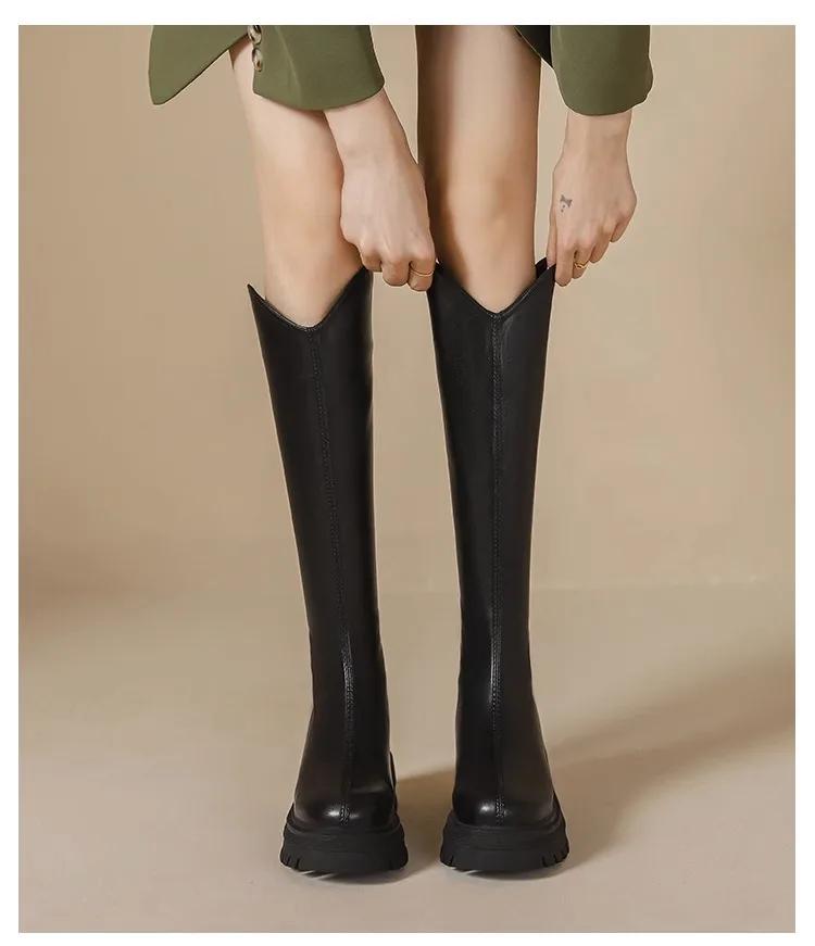 Thin Boots Women 2024 Autumn and Winter Outside Wear Suede Slim Thick Thick-soled Simple Design Trend with Knight Boots