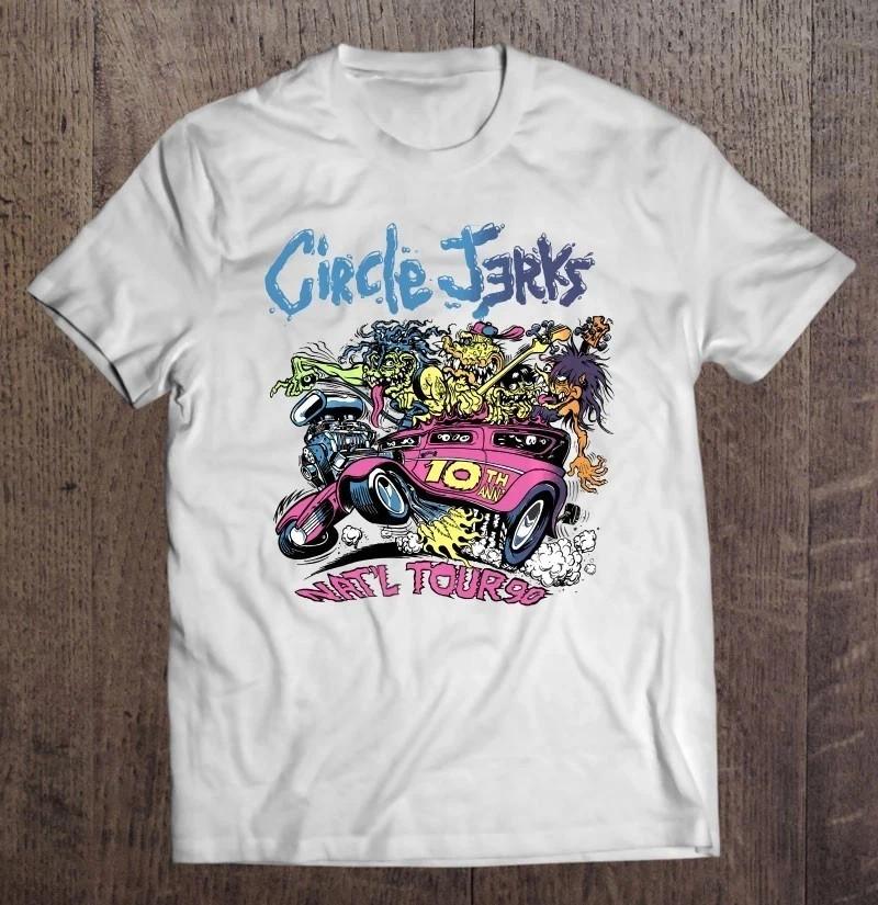 Circle Jerks 91 Tour Illustration Cotton White Unisex Full Size Tee