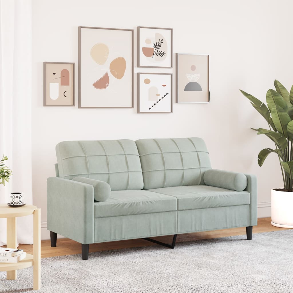Vidaxl 2-Osobowa Sofa Z Poduszkami, Jasnoszara, 140 Cm, Aksamit