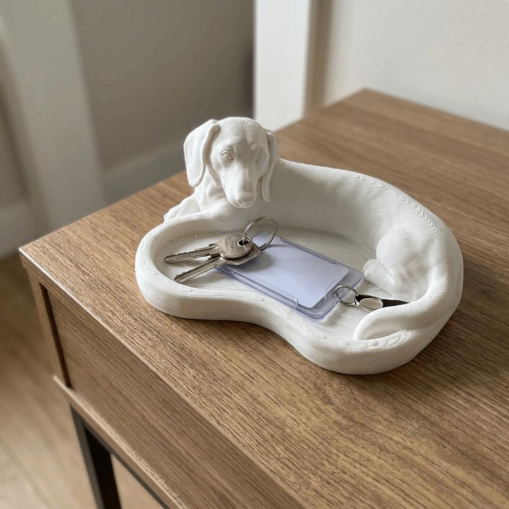White Dog Shaped Jewelry Tray Plastic Key Coin Holder Funny Jewelry Catchall Dish Bedroom