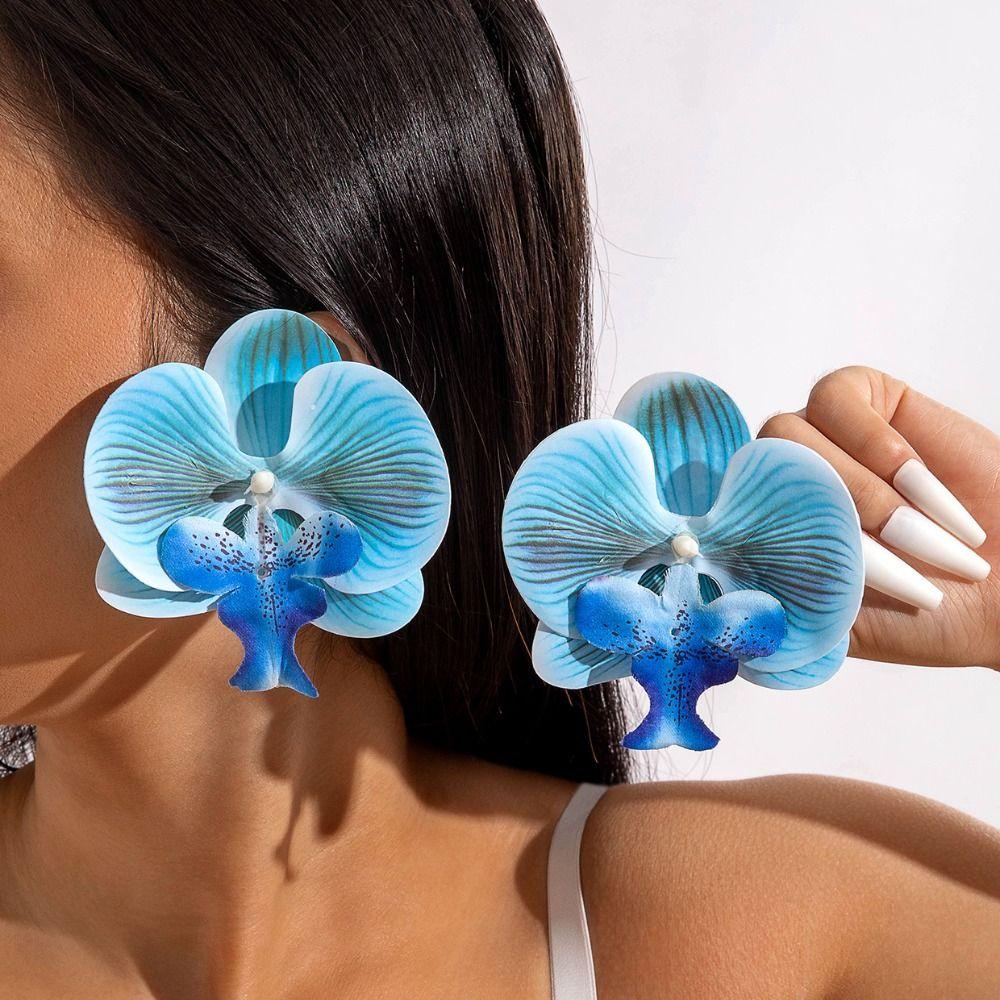 Simulated Flower Flower Earrings Exaggerated Flower Drop Earrings Butterfly Orchid Earrings Party