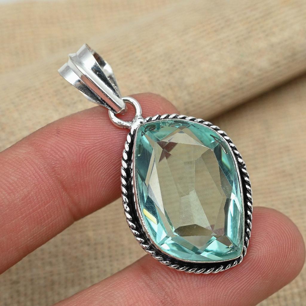 Зеленый аметист драгоценный камень стерлингового серебра 925 пробы ручной работы очаровательный кулон ювелирные изделия