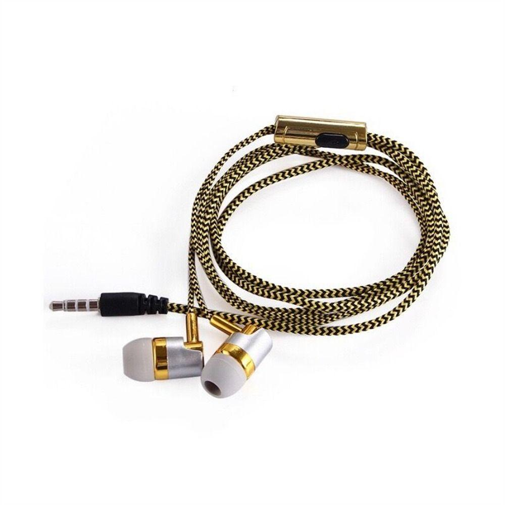 Braided Cord Weave Cable Wired Control 3.5mm Jack Earphone Earbuds In-ear Headset Wired Eraphone