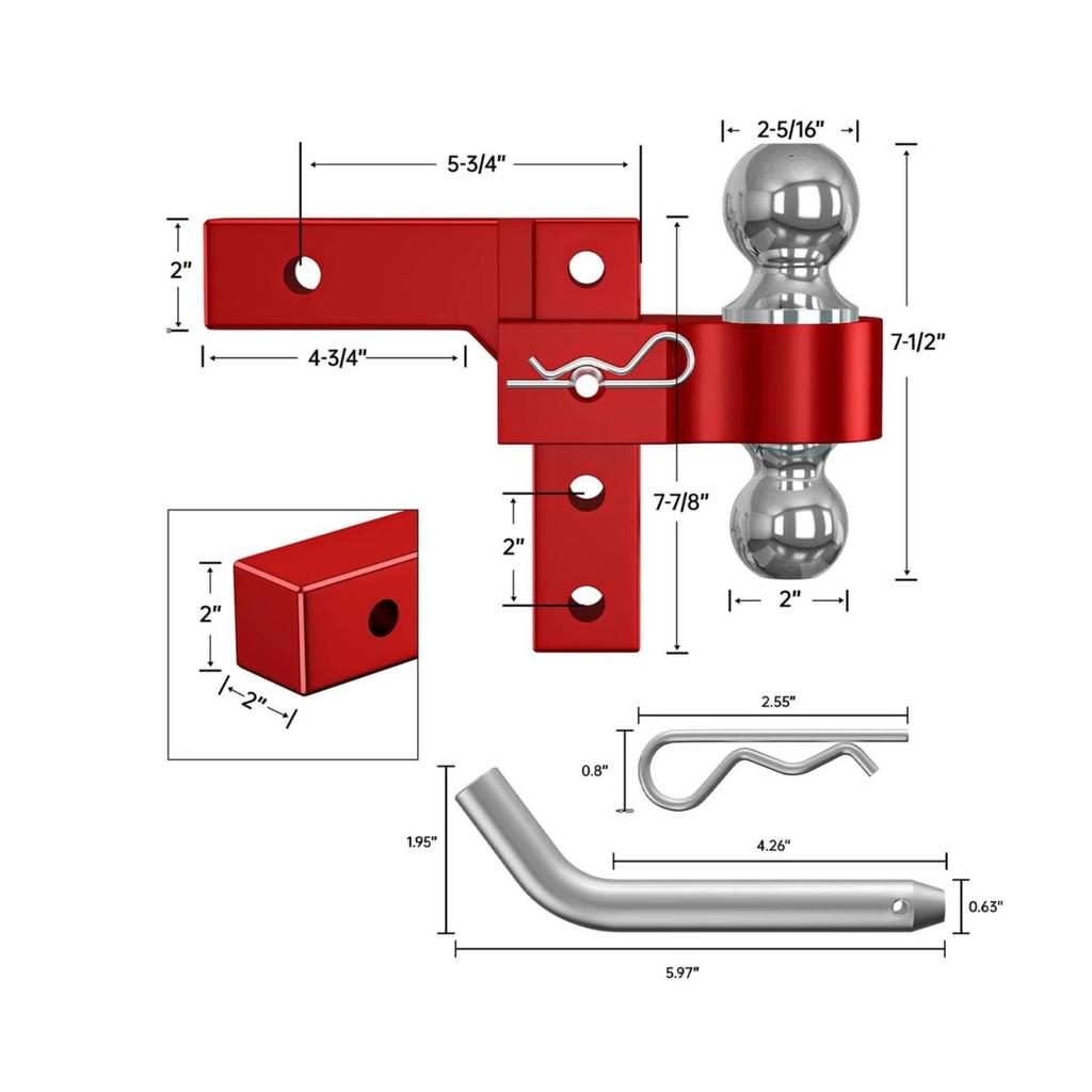 Aluminum Trailer Hitch with Adjustable Arm Fast-Release Double Ball