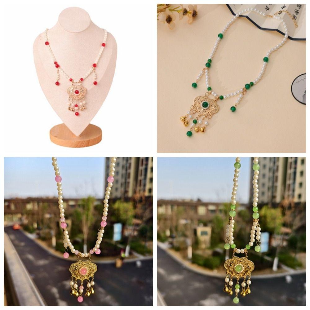 Бусы нить Ожерелье Ханфу в китайском стиле Жемчужный чокер Подвеска Замок долголетия Аксессуар Ханфу