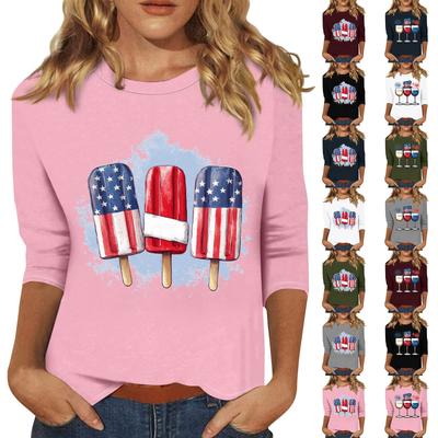 Женская мода свободный повседневный топ с семью рукавами и круглым вырезом