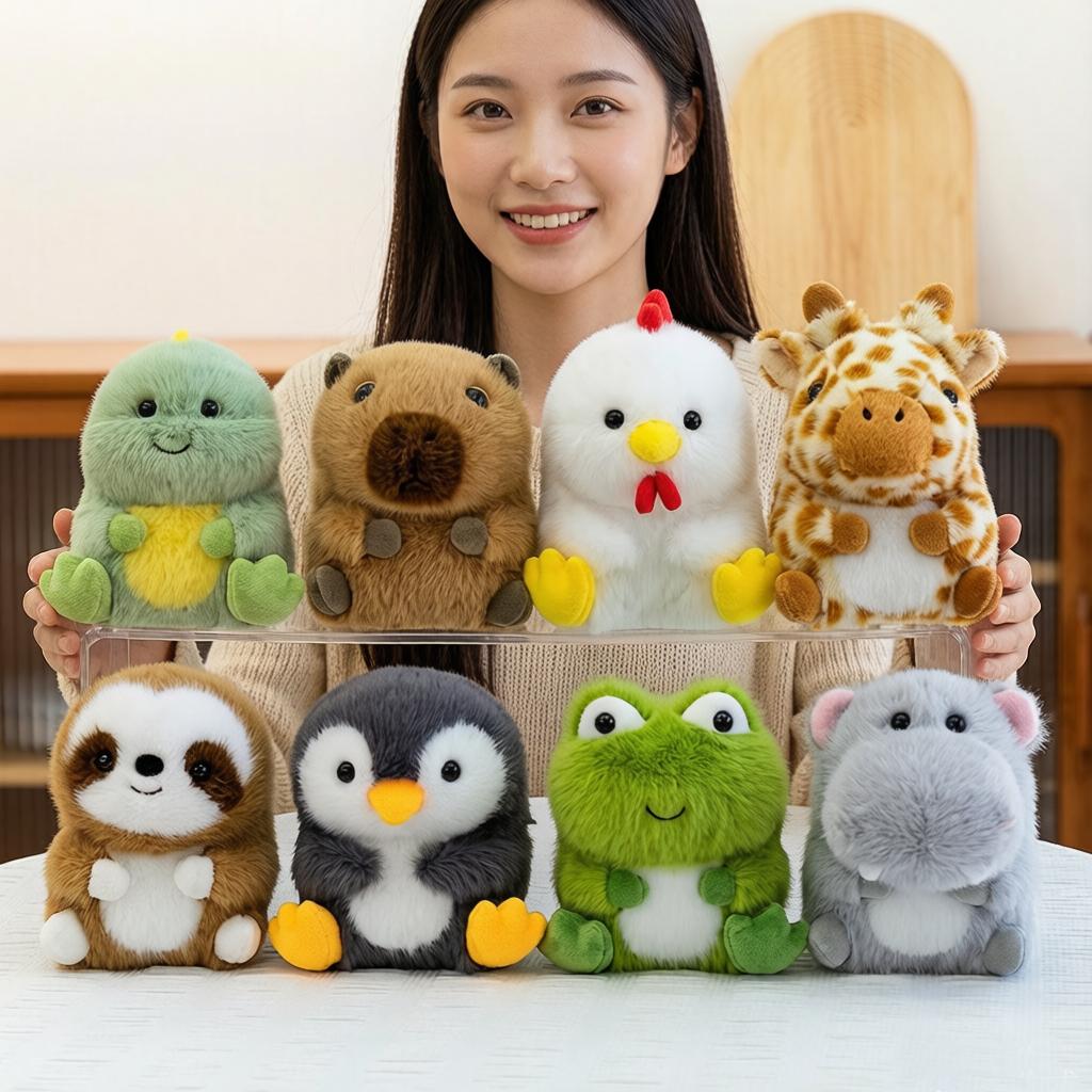 15Cm Cartoon Animals Plush Toy Stuffed Capybara Penguin Sloth Frog Doll Companion Appeasing Gift