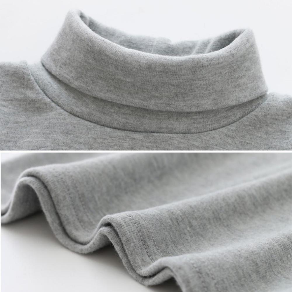 Детская хлопковая футболка с высоким воротником, однотонные топы с длинными рукавами для детей, осенне-зимняя детская внутренняя одежда для мальчиков и девочек