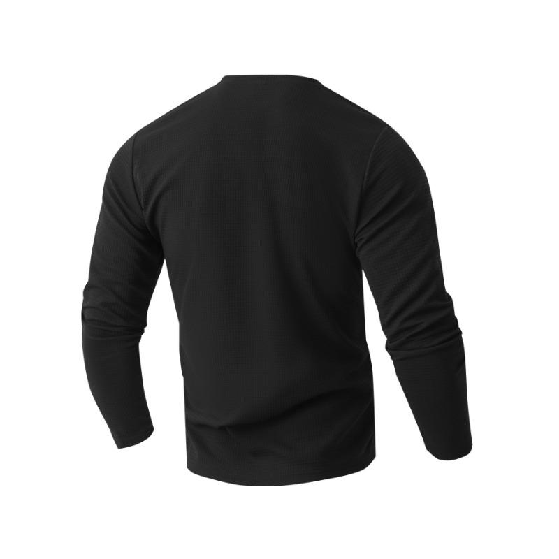 Мужская футболка Henley с воротником-стойкой, длинным рукавом, вафельной текстурой, нагрудным карманом, мягкая, для повседневной носки, пуловер